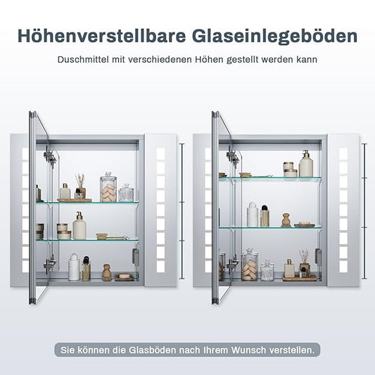 SONNI spiegelkast 60 × 65 cm led-spiegelkast met touch en condensvrij