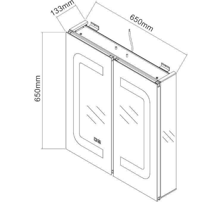 SONNI Spiegelkast met verlichting 65cm 2 deuren-condensvrij-aluminium