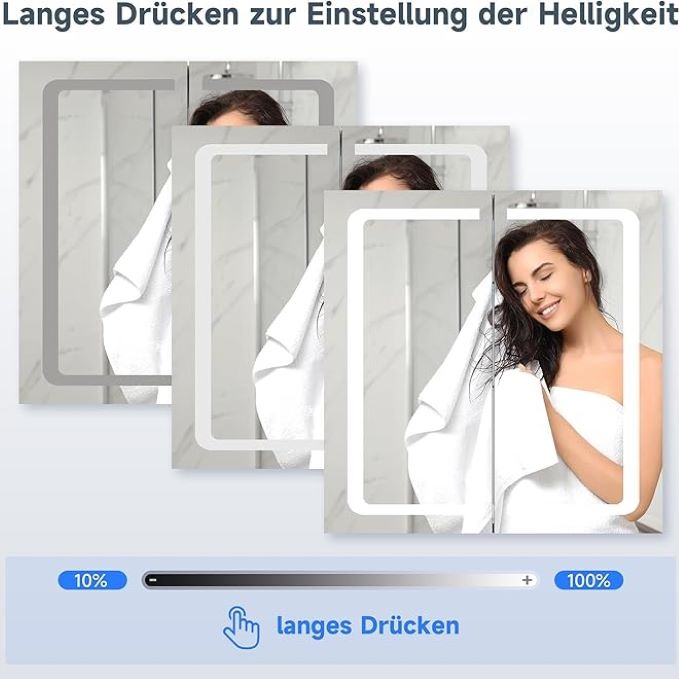SONNI Spiegelkast met verlichting 65cm 2 deuren-condensvrij-aluminium
