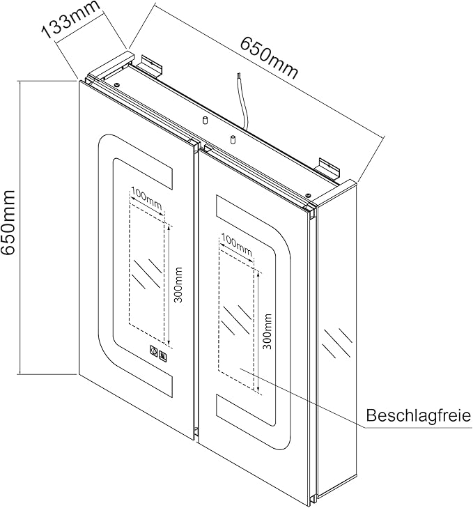SONNI Spiegelkast badkamer met verlichting 65 cm breed anti-condens met stopcontact