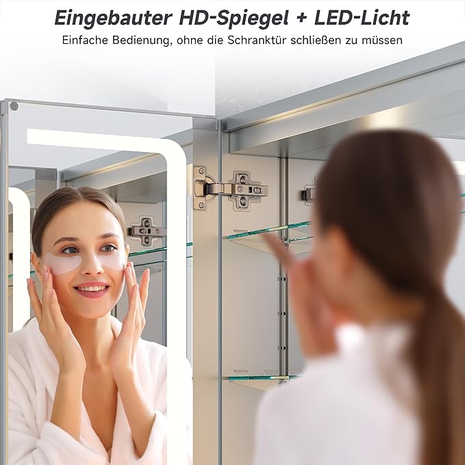 SONNI Spiegelkast badkamer met verlichting 65 cm breed anti-condens met stopcontact