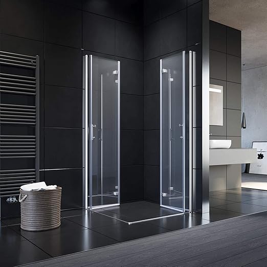 SONNI Douchecabine 90 x 90 cm vouwdeur hoekinstap vouwdouche, 6mm NANO glas, hoogte 195 cm
