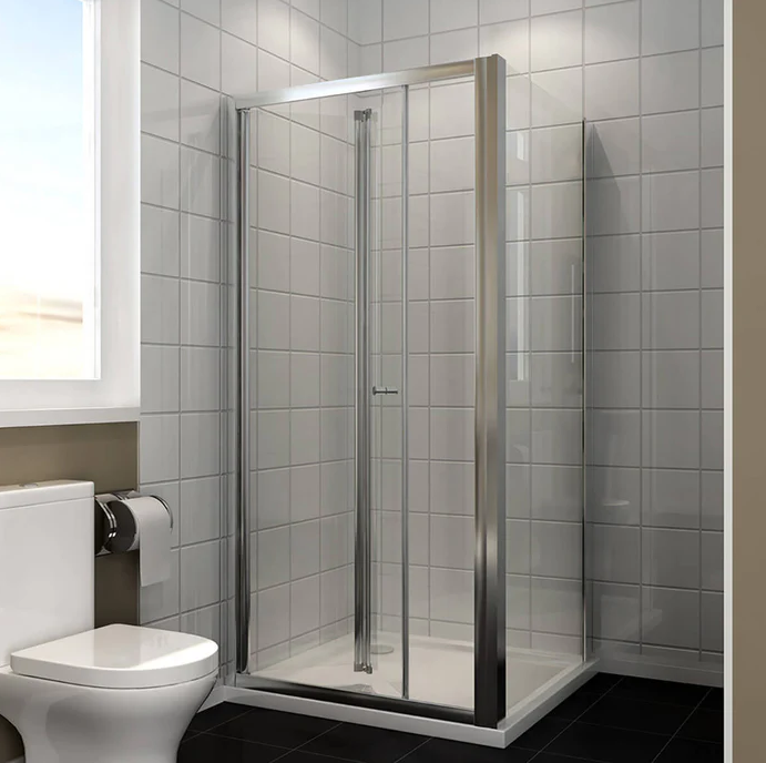 SONNI douchecabine hoekinstap vouwdeur met zijwand ESG glas opklapbaar hoogte 185cm