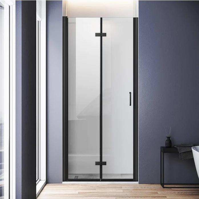 SONNI Douche vouwdeur 76/80/90x195 cm 6mm ESG veiligheidsglas zwart