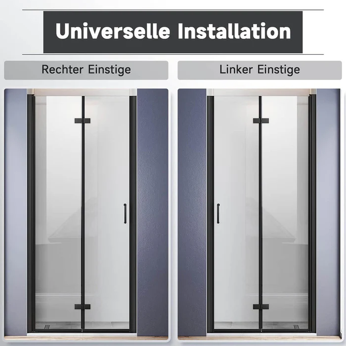 SONNI Douche vouwdeur 76/80/90x195 cm 6mm ESG veiligheidsglas zwart