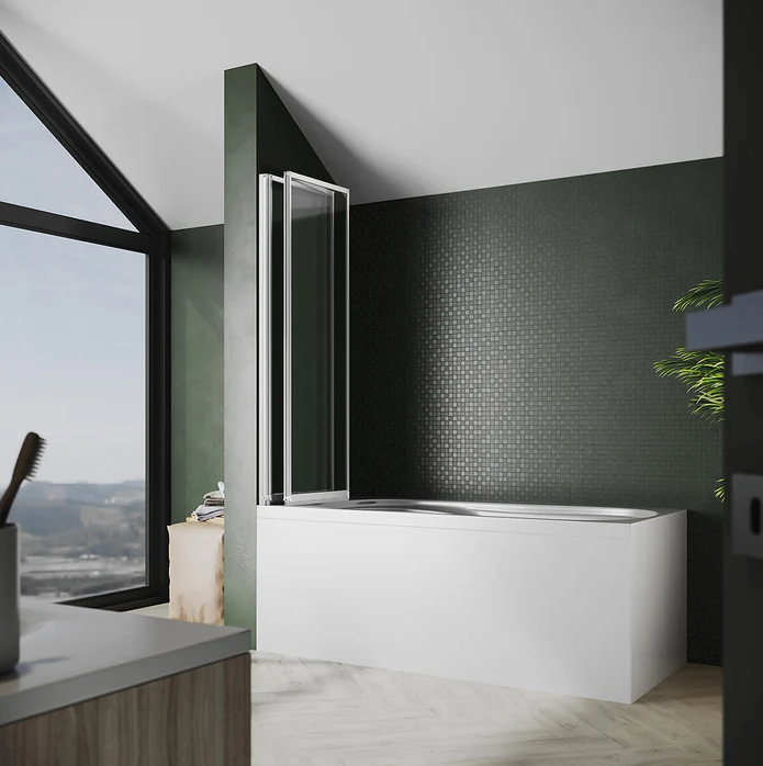 SONNI 3 delige badklapwand 130 x 140 cm 4 mm nano helder glas