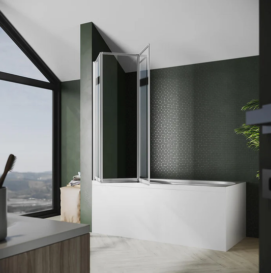 SONNI 3 delige badklapwand 130 x 140 cm 4 mm nano helder glas