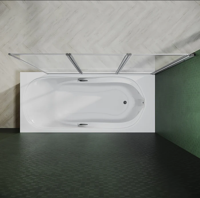 SONNI 3 delige badklapwand 130 x 140 cm 4 mm nano helder glas