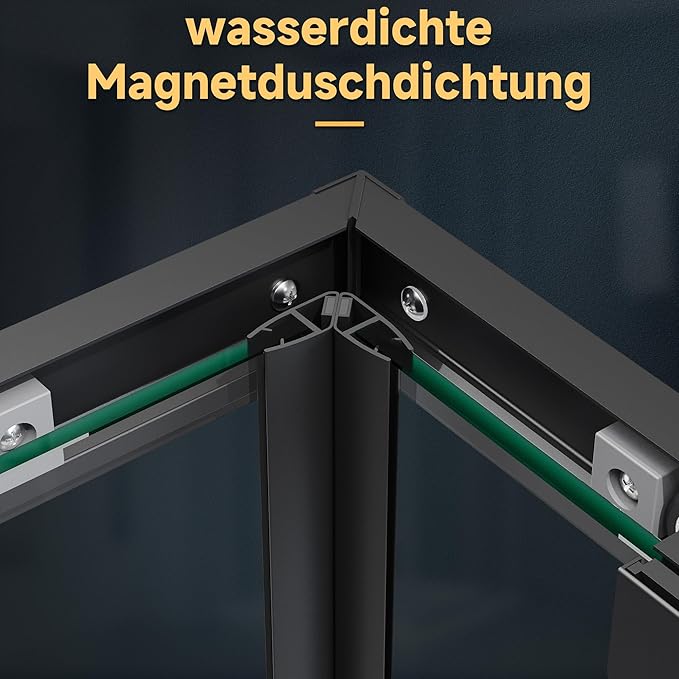 SONNI Douchecabine -70 x 70 cm - hoekinstap - helder glas - profiel - zwart