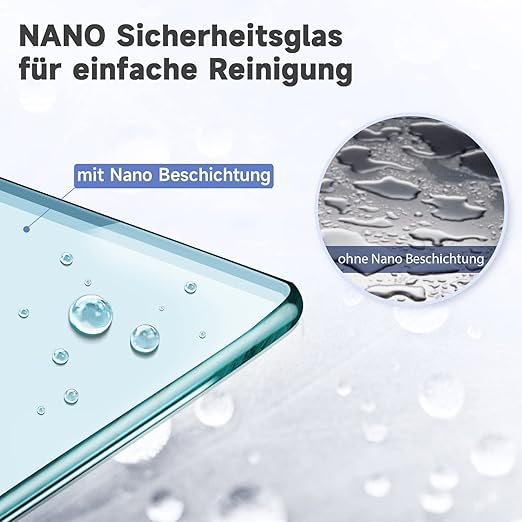 SONNI Douchedeur 70-90 cm 5mm nano-glas douchewand hoogte 185/195cm