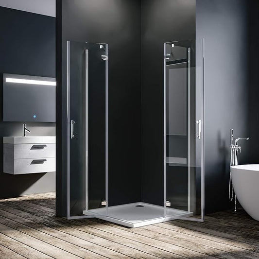 SONNI Douchecabine 80 x 80 cm, hoekinstap, helder glas - profiel - chroom