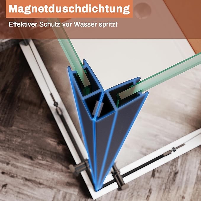 Sonni Douchecabine met klapdeuren 6 mm nano-Esg-glas, scharnierdeur, zonder frame 195 cm hoog