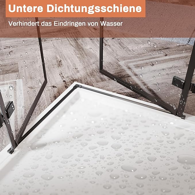 Sonni Douchecabine met klapdeuren 6 mm nano-Esg-glas, scharnierdeur, zonder frame 195 cm hoog