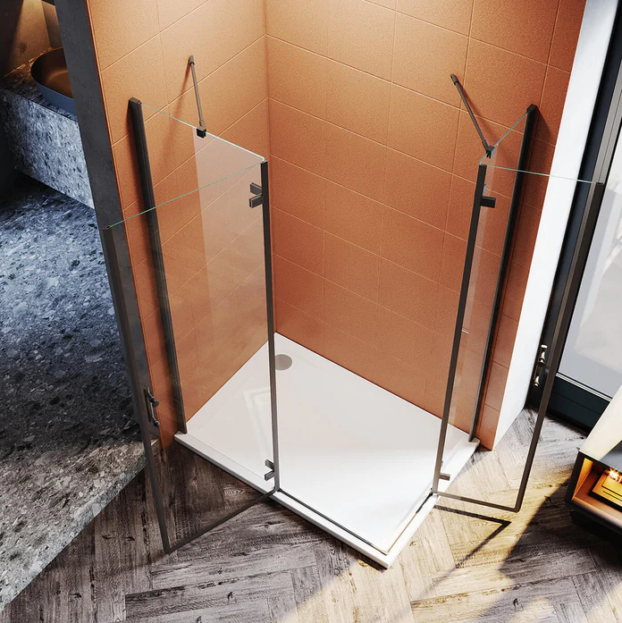 Sonni Douchecabine met klapdeuren 6 mm nano-Esg-glas, scharnierdeur, zonder frame 195 cm hoog
