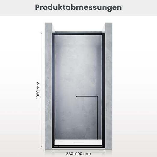 SONNI Draaischarnier douchedeur -90x195 cm-magnetische aantrekking-6 mm gehard glas