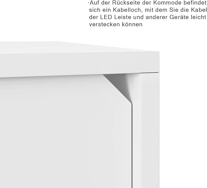 SONNI Dressoir wit hoogglans met LED-verlichting en 3 schuifdeuren 120 cm breed