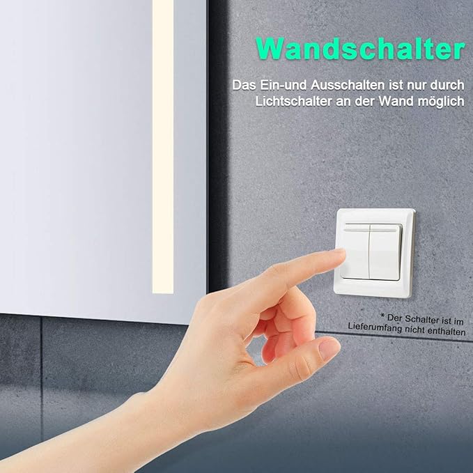 SONNI Badkamer spiegel met ledverlichting, 80 x 60 cm, warmwit