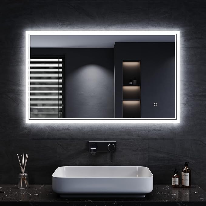 SONNI Badkamerspiegel met verlichting, condensvrij 70x50/80x60/100x60cm
