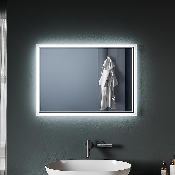 SONNI Badkamerspiegel met verlichting, condensvrij 70x50/80x60/100x60cm