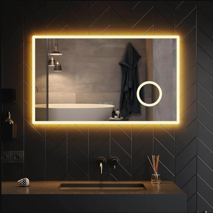 SONNI Squared Badkamerspiegel 80x60 met LED verlichting en touch schakelaar