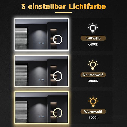 SONNI Squared Badkamerspiegel 80x60 met LED verlichting en touch schakelaar