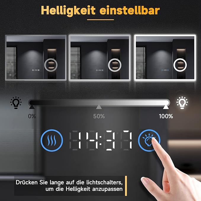 SONNI Squared Badkamerspiegel 80x60 met LED verlichting en touch schakelaar