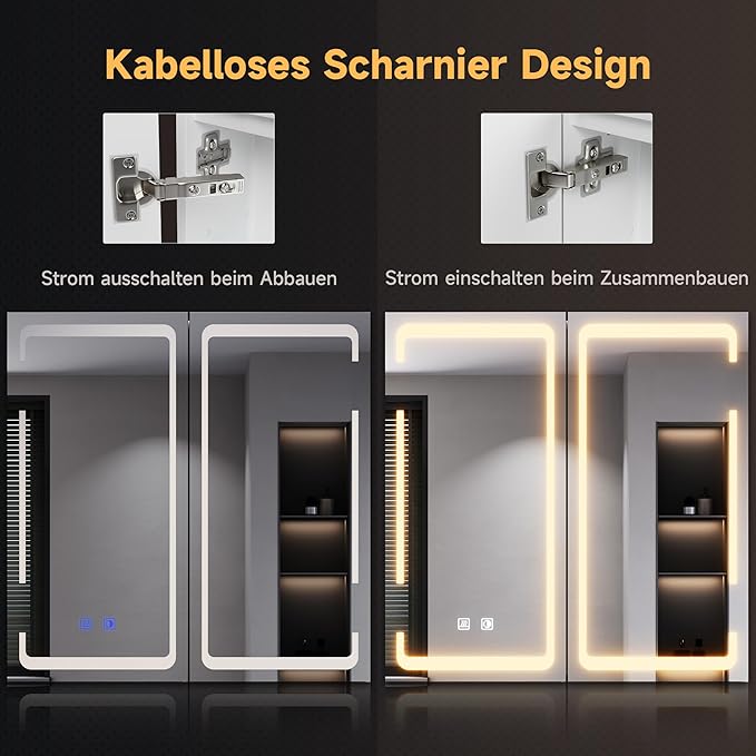 SONNI spiegelkast met LED verlichting 59 x 60 cm