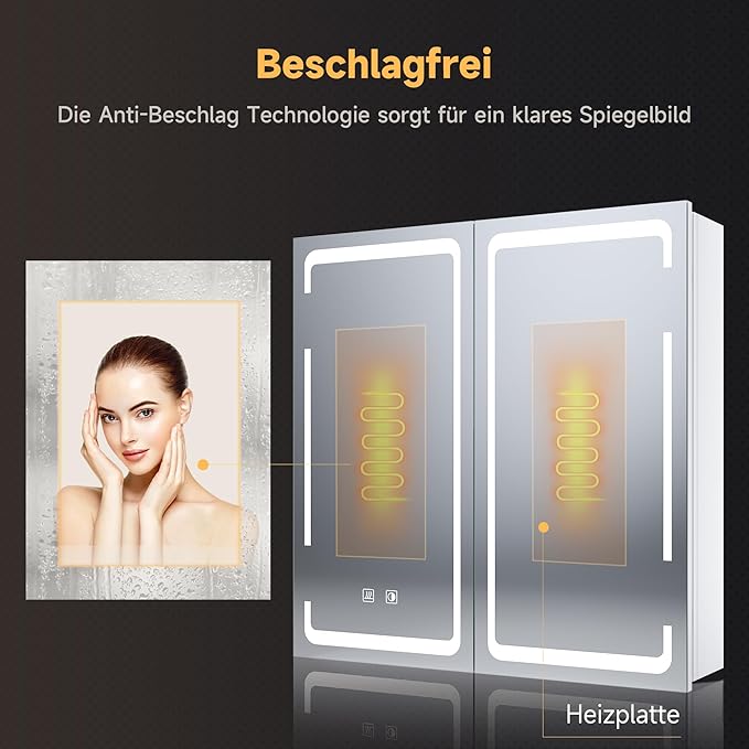 SONNI spiegelkast met LED verlichting 59 x 60 cm