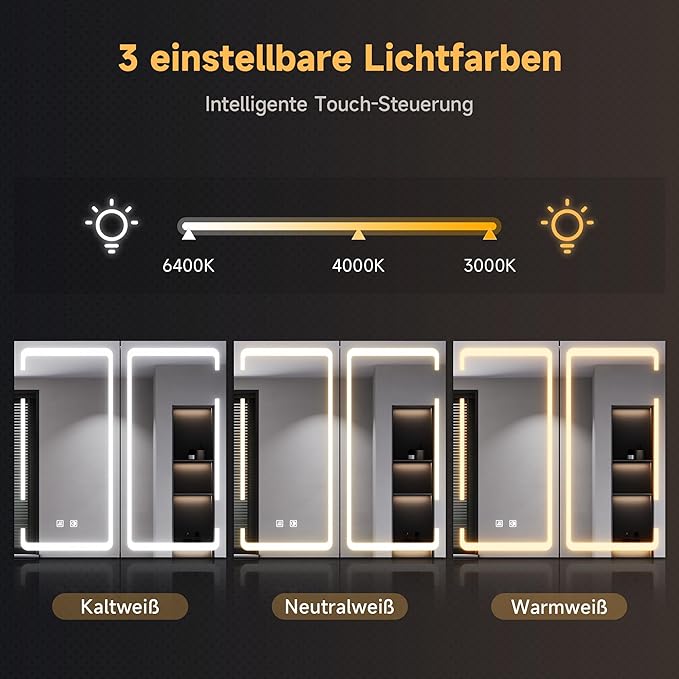 SONNI spiegelkast met LED verlichting 59 x 60 cm