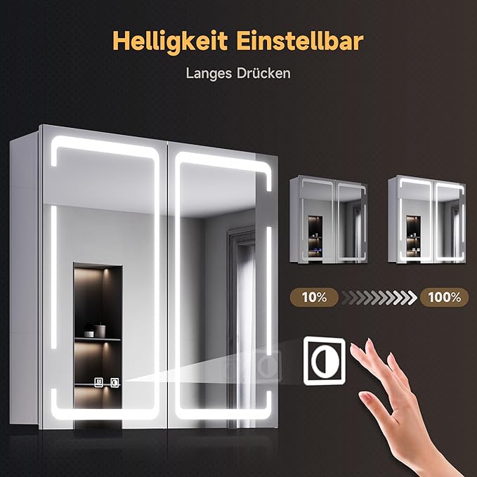 SONNI spiegelkast met LED verlichting 59 x 60 cm