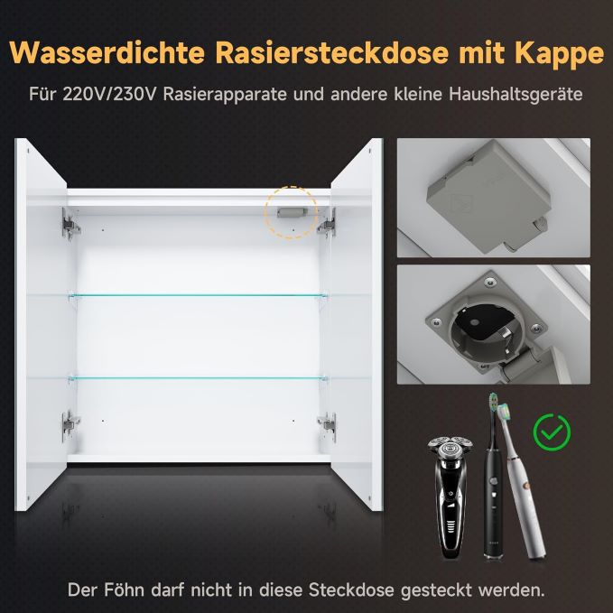 SONNI spiegelkast met LED verlichting 59 x 60 cm