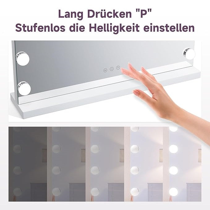 SONNI Hollywood Make-upspiegel, 58 x 46 cm, met 15 LED licht grote make-upspiegel