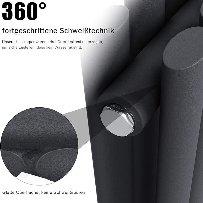 ELEGANT designradiator verticaal dubbel middenaansluiting 1600x354mm 1104W antraciet