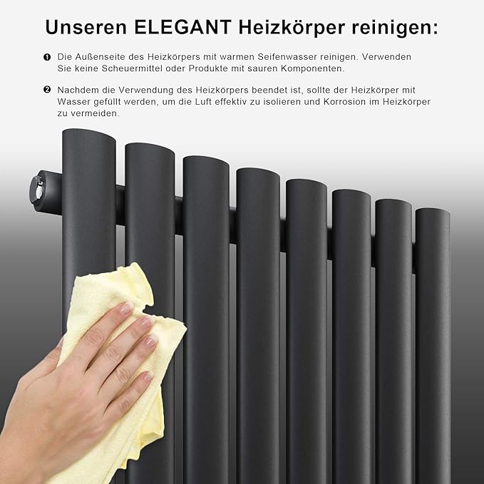ELEGANT designradiator verticaal dubbel middenaansluiting 1600x354mm 1104W antraciet