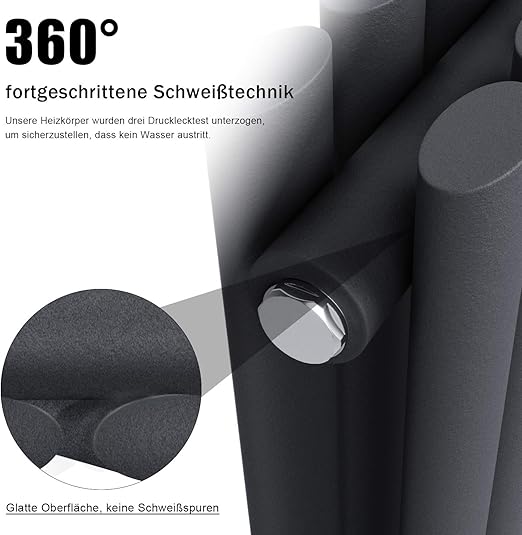 ELEGANT verticale radiator 1800 x 354 mm antraciet dubbellaags 1230W