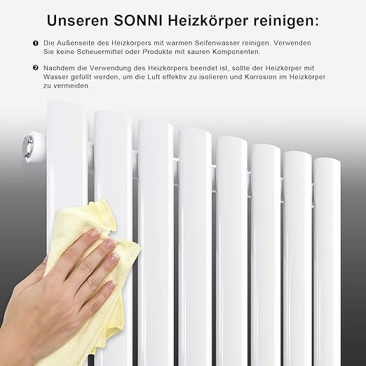 SONNI 600x760 Design radiator badkamer, middenaansluiting Wit