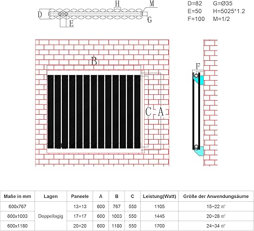 SONNI 600x760 Design radiator badkamer, middenaansluiting Wit