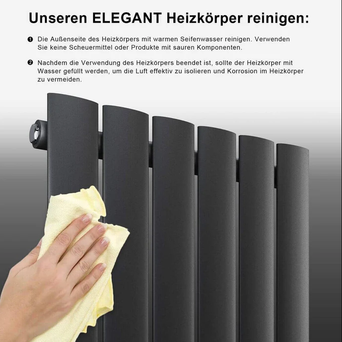 ELEGANT designradiator verticaal dubbel 1600x308 mm 920W Antraciet