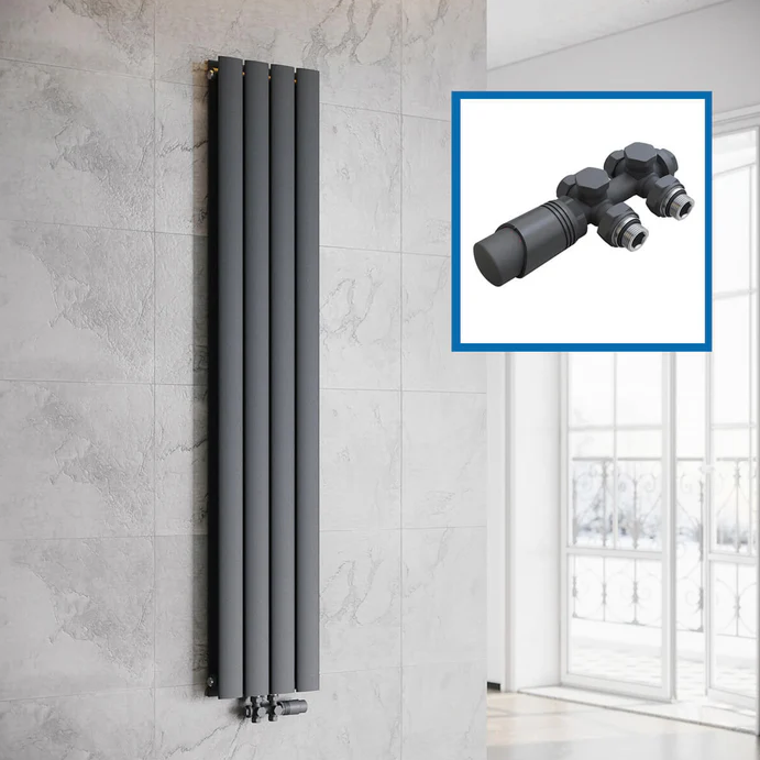 ELEGANT designradiator verticaal dubbel 1600x308 mm 920W Antraciet