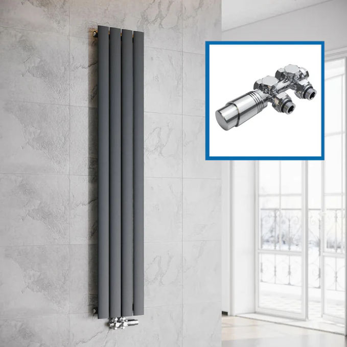 ELEGANT designradiator verticaal dubbel 1600x308 mm 920W Antraciet