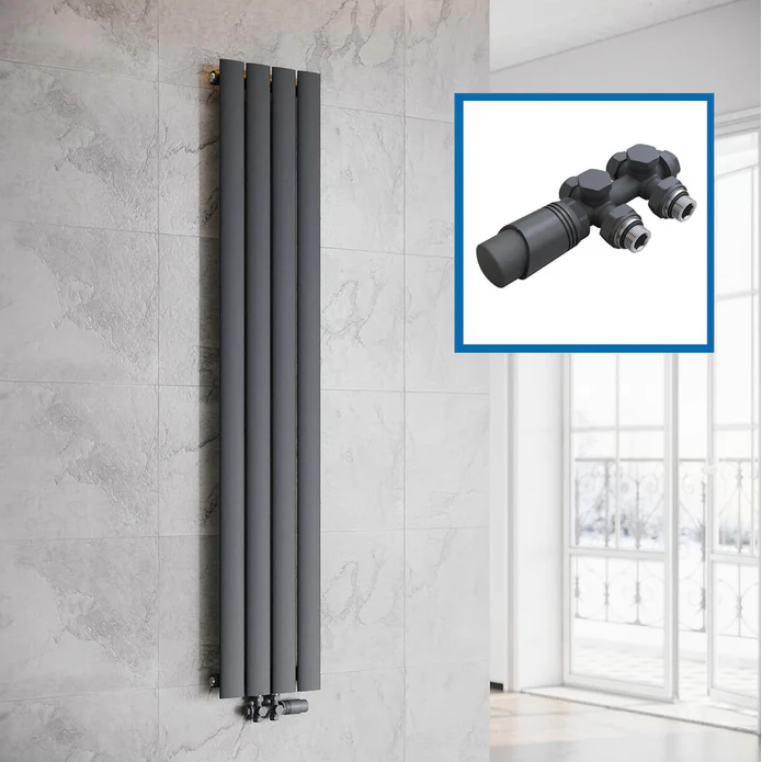 ELEGANT designradiator verticaal dubbel 1600x308 mm 920W Antraciet
