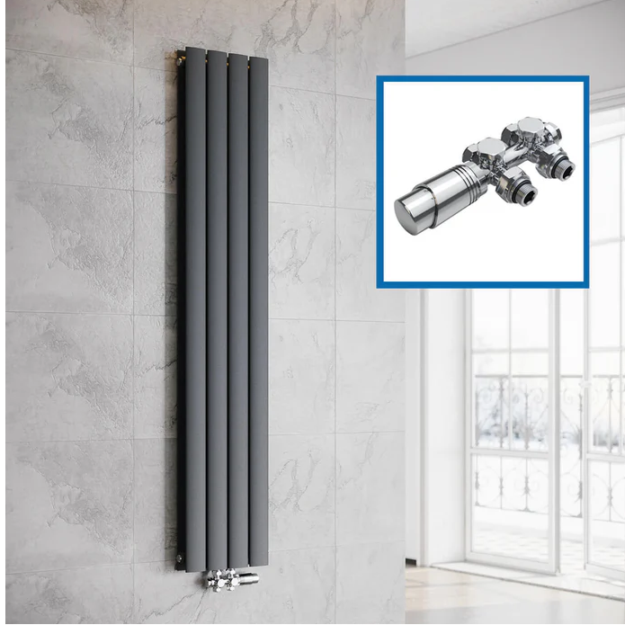 ELEGANT designradiator verticaal dubbel 1600x308 mm 920W Antraciet