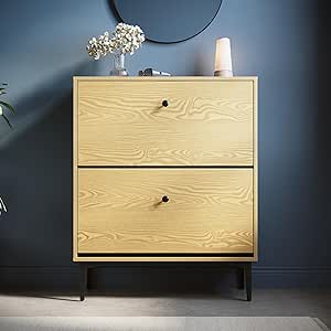 SONNI Schoenenkast 2 vakken 80 x 30 x 95 cm eikenkleur