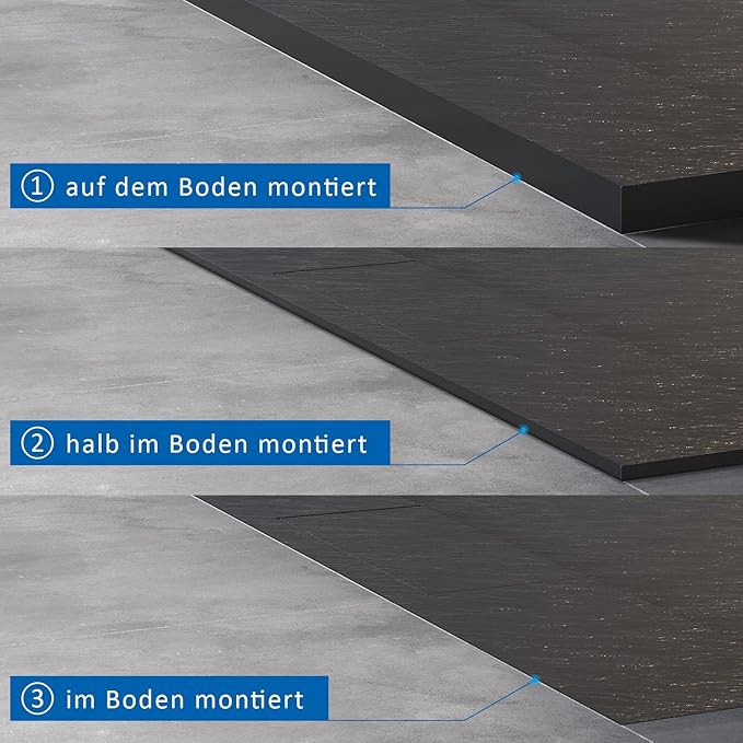 SONNI Douchebak 120x90 zwart 32 mm platte douchebak en antislip structuur inclusief sifon