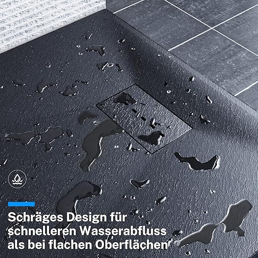 SONNI Douchebak leisteenlook en antislip structuur zwart, inclusief sifon