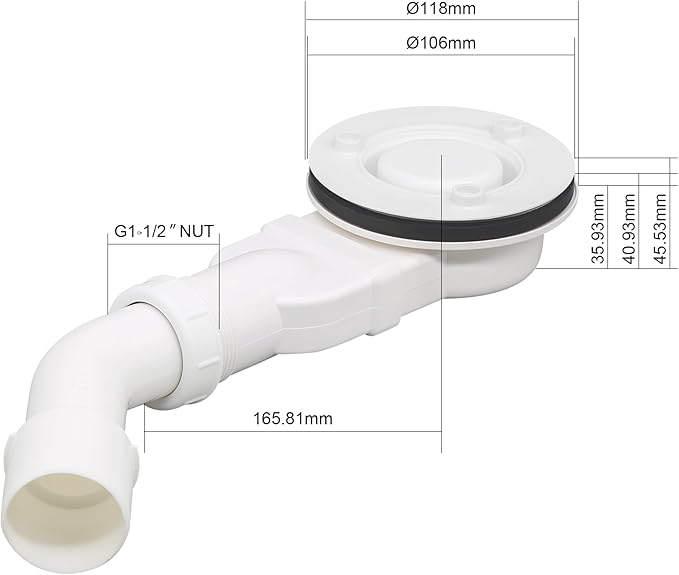 SONNI kwartronde SMC douchebak wit met laag profiel met 550 mm radius