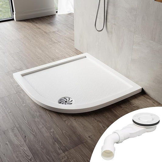 SONNI kwartronde SMC douchebak wit met laag profiel met 550 mm radius