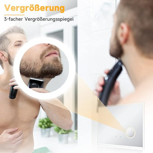 SONNI 80x60cm LED-spiegel badkamerspiegel met verlichting en aanraakschakelaar