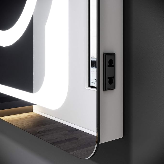 SONNI 80x60cm LED-spiegel badkamerspiegel met verlichting en aanraakschakelaar
