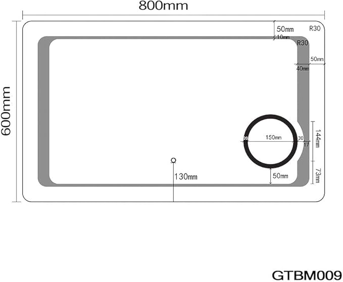 SONNI 80x60cm LED-spiegel badkamerspiegel met verlichting en aanraakschakelaar